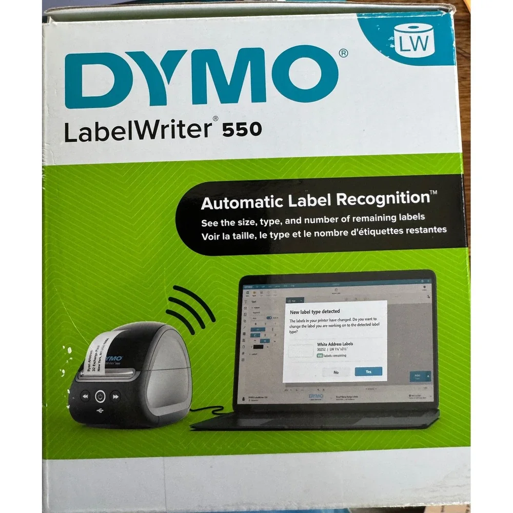 DYMO LabelWriter 550 Direct Thermal Label Printer Black Silver USB 2112552